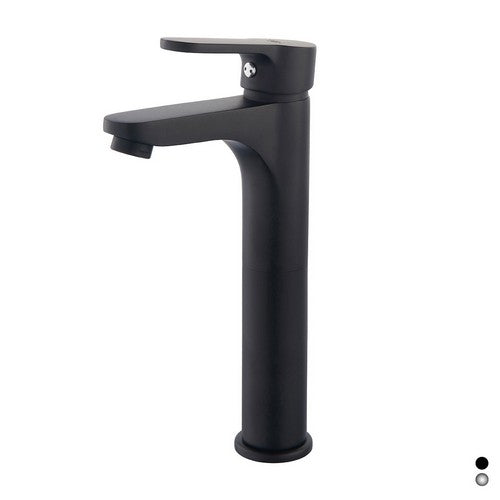 MISCELATORE MONOCOMANDO LAVABO ALTO CM 23,5 SERIE PACO Misura: Nero opaco - Senza piletta