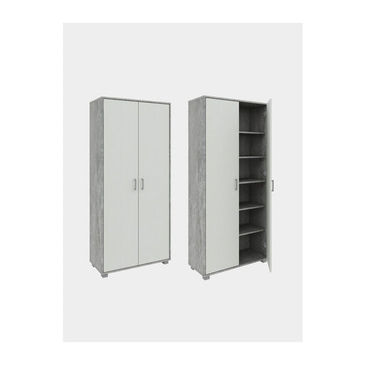 MOBILE ALTO 2A MULTIUSO 78X35XH170CM CEMENTO/BIANCO FRASSINO