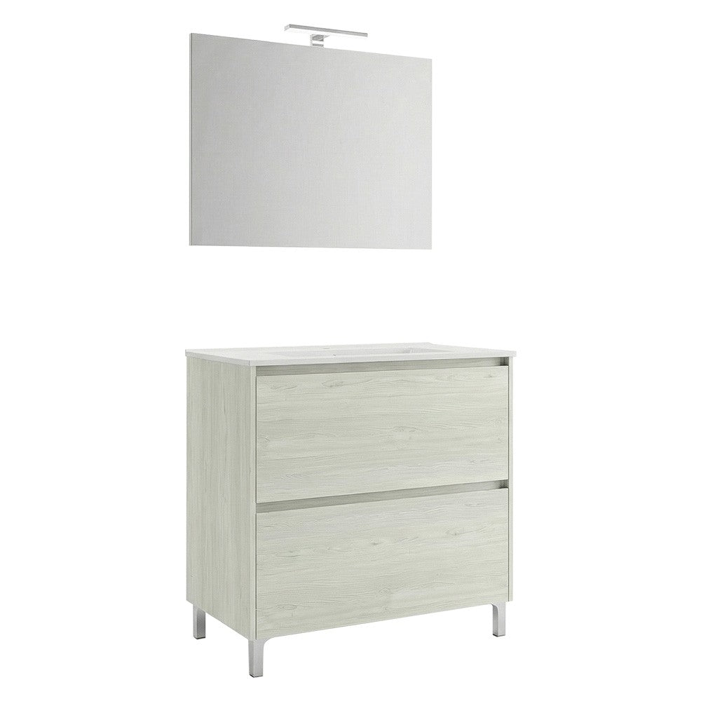 MOBILE BAGNO 'LISBONA' base cm 80 x 47,5 x h.85,5 - colore rovere ghiaccio