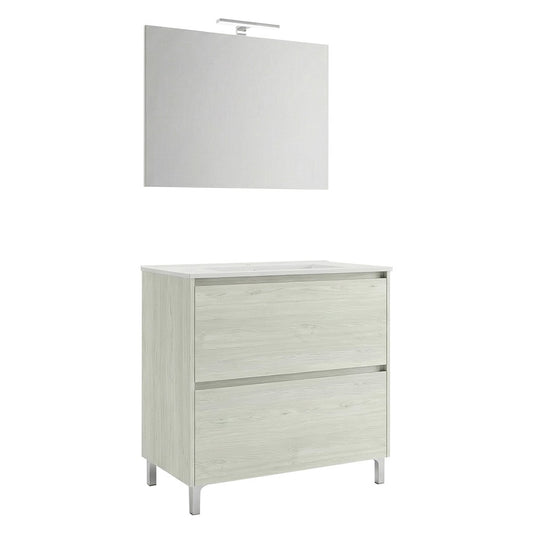 MOBILE BAGNO 'LISBONA' base cm 80 x 47,5 x h.85,5 - colore rovere ghiaccio
