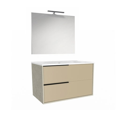 MOBILE BAGNO SOSPESO MOD. LISBOA CONSOLLE L. 100 CM Misura: Noce - Bianco Opaco