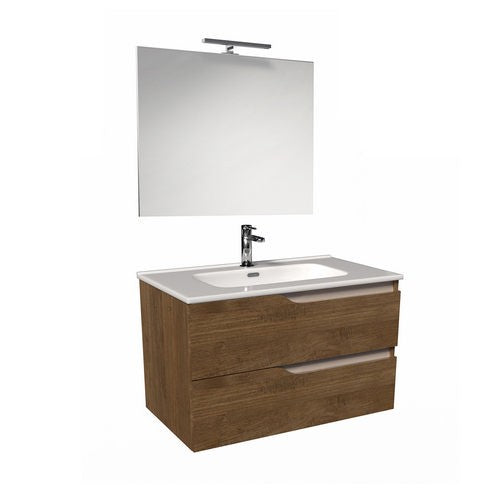 MOBILE BAGNO SOSPESO MOD. PRAGA L. 100 CM Misura: Rovere Scuro - Tortora Opaco