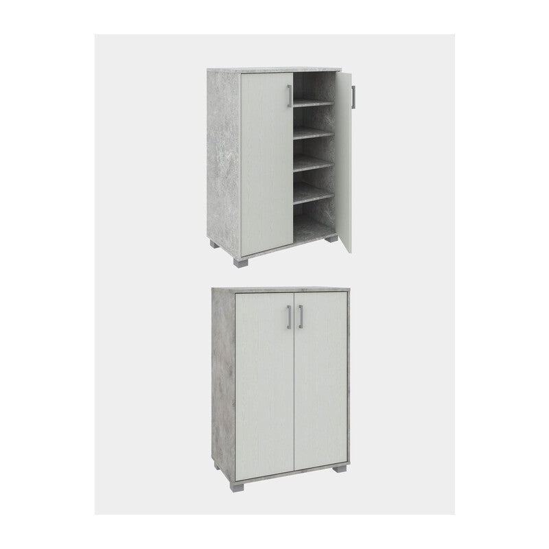 MOBILE BASSO 2A MULTIUSO 60X35X90 CEMENTO/BIANCO FRASSINO