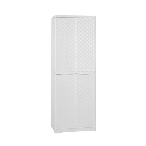 MOBILETTO IN POLIPROPILENE 4 RIPIANI IN RATTAN H.178 Misura: L cm. 65 x P cm. 45 Bianco