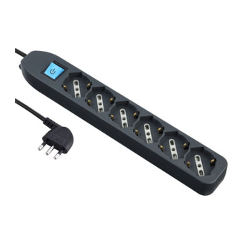 MULTIPRESA 6P BIP/SCHUKO+INTERR NERO FIG.4