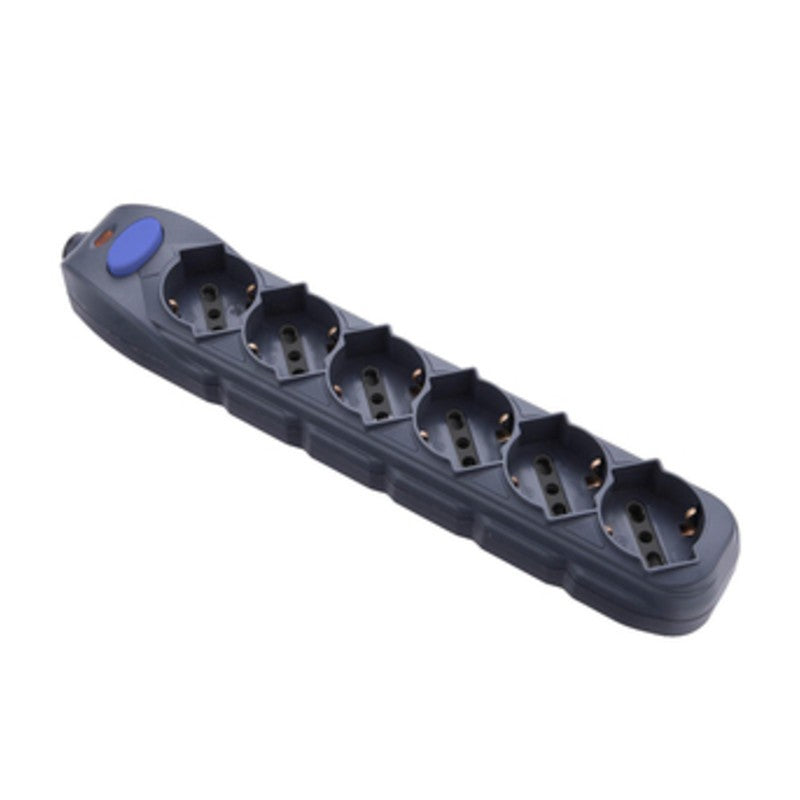 MULTIPRESA 6P BIP/SCHUKO+INTERR S/CAVO NERO FIG.10