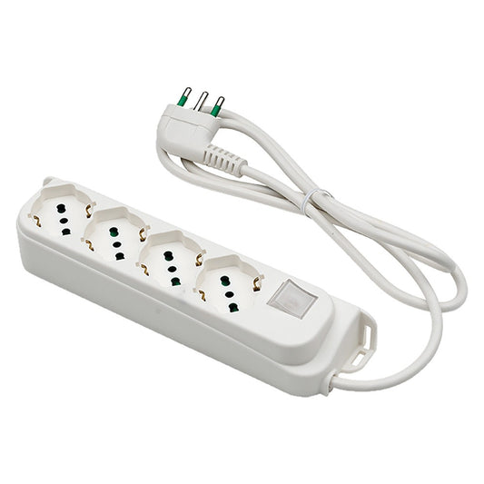 MULTIPRESA CON INTERRUTTORE 4 uscite / spina 2P+T 16A - nera