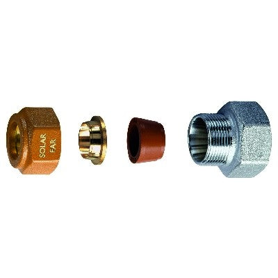 NIPPLE FEMMINA COMPLETO DI KIT DI TENUTA PER IMPIANTI SOLARI Misura: 3/4 - Diam. 16