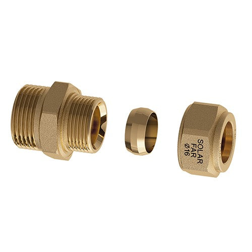 NIPPLE MASCHIO CON TENUTA METALLICA PER IMPIANTI SOLARI Misura: 3/4 - Diam. 16