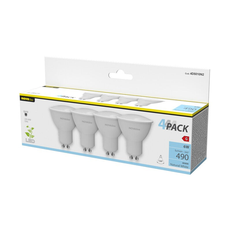 NOVA LAMPADINA LED SPOT GU10 6W 490LM 4000K PZ.4