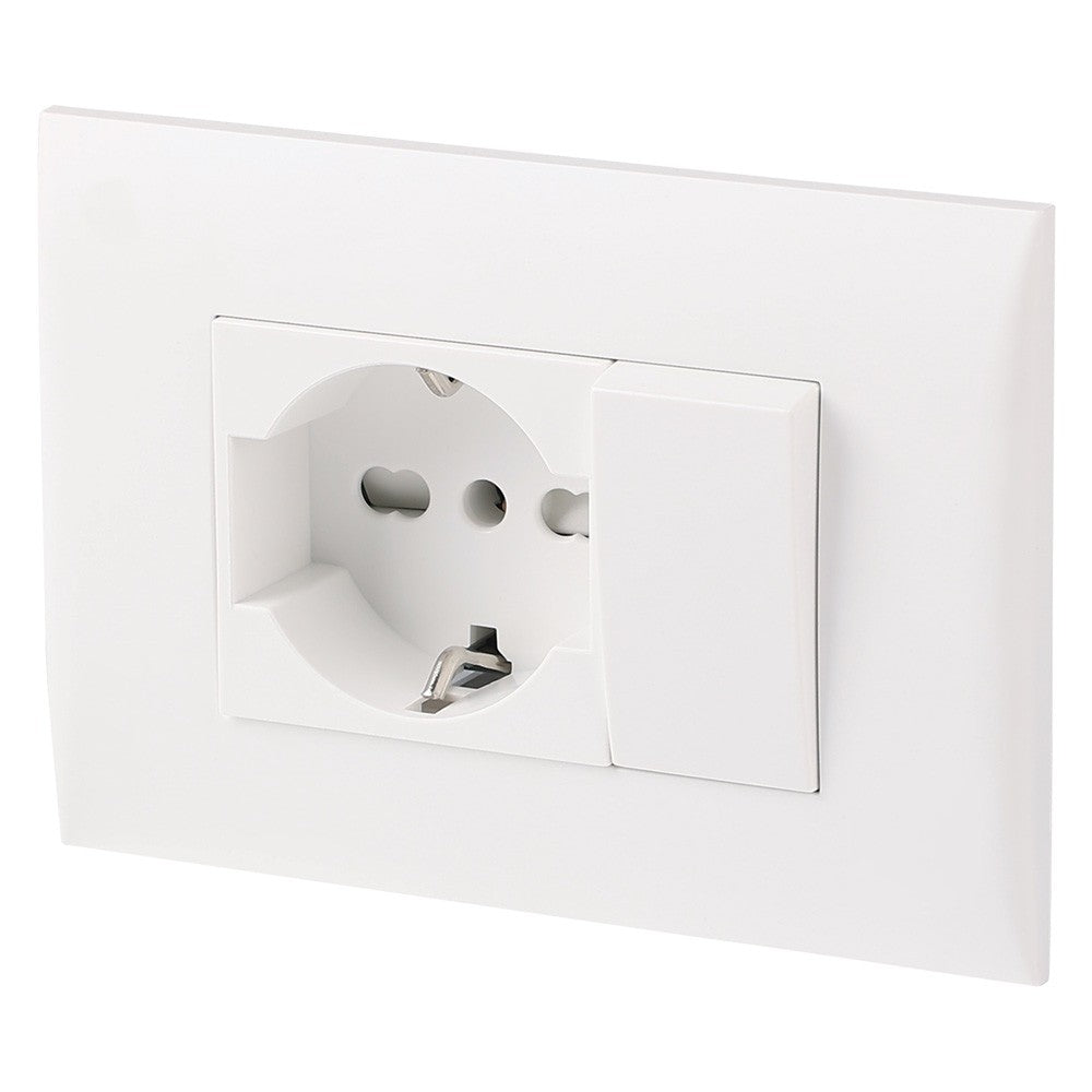 PLACCA PRECOMPOSTA 1 presa P40 + 1 deviat. 10A - col.bianco