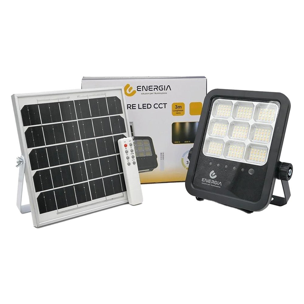 PROIETTORE A LED 'CCT' CON PANNELLO SOLARE 200W (pannello 18W) - cm 24,9 x 23,2 x 4,8 / 2200 lumen