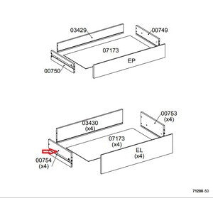 R LATERALE CASSETTO 00754 X KIT CASSETTIERA 5C NOVA 77X40X107 BIANCA
