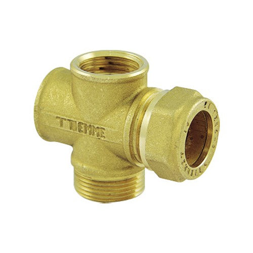 RACCORDO A CROCE PER TUBO RAME PER IMPIANTI SOLARI Misura: 3/4 x 22