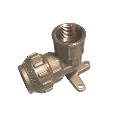 RACCORDO A GOMITO FEMMINA IN OTTONE CON FLANGIA Misura: 1/2" x 20