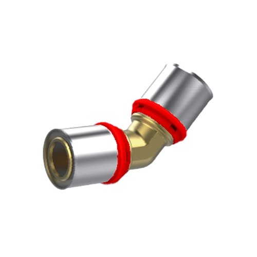 RACCORDO A PRESSARE IKARO CURVO DOPPIO A 45° Misura: Diam. 26x3 -CONF