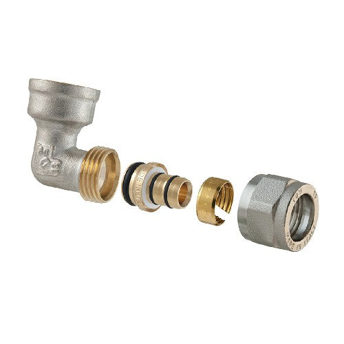 RACCORDO CURVO FEMMINA A COMPRESSIONE PER MULTISTRATO 2PZ ASSEMBLATO Misura: 3/4 x 1"-26