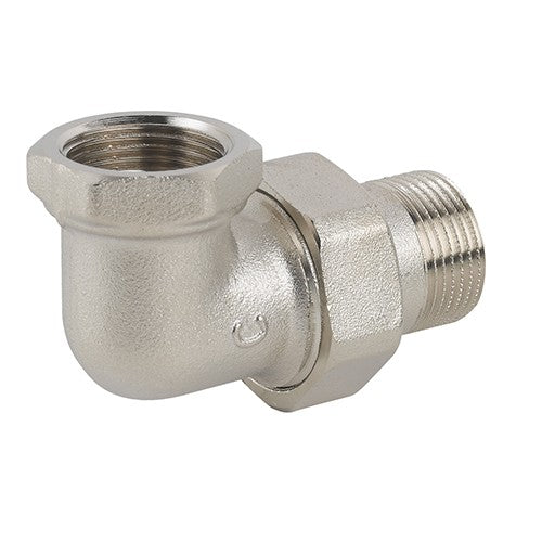 RACCORDO CURVO IN 3 PZ MF SEDE PIANA IN OTTONE NICHELATO C/GUARNIZIONE Misura: 3/4"