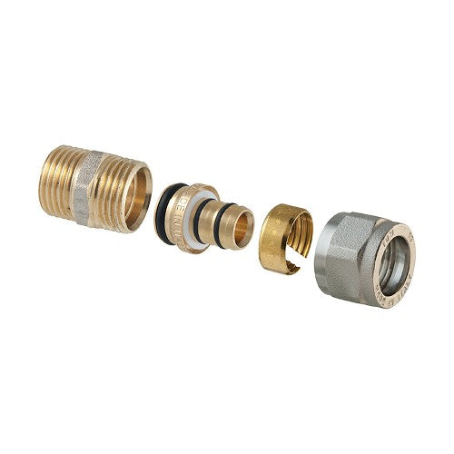 RACCORDO DIRITTO MASCHIO A COMPRESSIONE P/MULTISTRATO 2PZ ASSEMBLATO Misura: 1/2 x 3/4 - 20 (2,00)