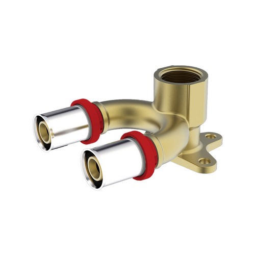RACCORDO DOPPIO IKARO FEMMINA A U CON FLANGIA Misura: 1/2 - D.20x2 - D.20x2
