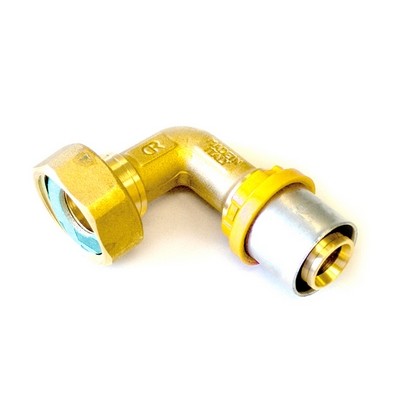 RACCORDO PER MULTISTRATO GAS CURVO CON GIRELLO E GUARNIZIONE PIANA Misura: 20 x 3/4"