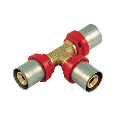 RACCORDO PRESS A T COMPACT PER MULTISTRATO Misura: 26 x 3,0 - 26 x 3,0 - 26 x 3,0