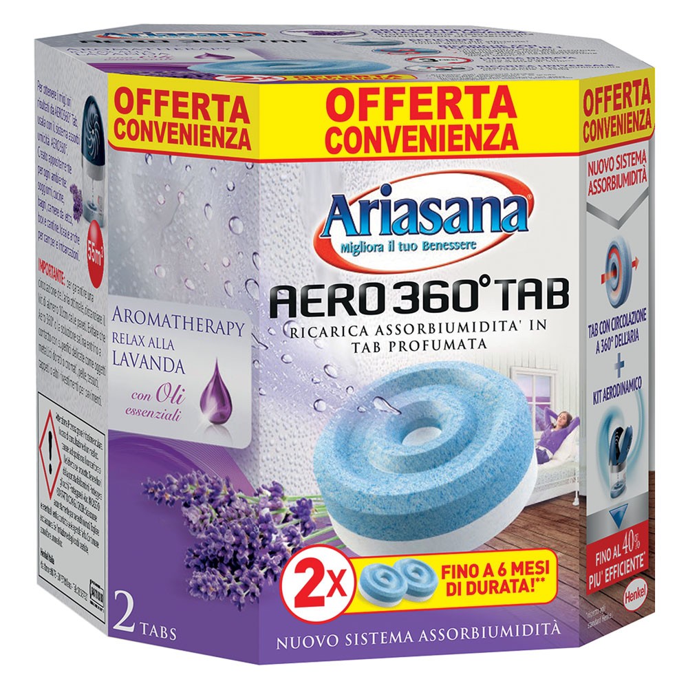 RICARICA ASSORBIUMIDITA' 'ARIASANA AERO 360° BIPAC bipack (2 x gr.450) lavanda