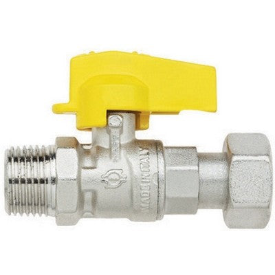 RUBINETTO A SFERA DIRITTO CON LEVETTA NORMGAS MASCHIO-GIRELLO FEMMINA Misura: 1/2" x 3/4" DN 10
