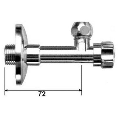 RUBINETTO AD ANGOLO CON ROSONE E DADO CONICO CORTO Misura: 1/2 x 3/8