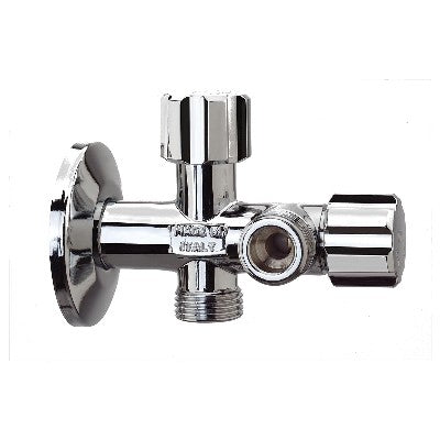 RUBINETTO DUAL N+S 1/2" CON ROSONE Misura: 1/2 x 1/2 x 1/2