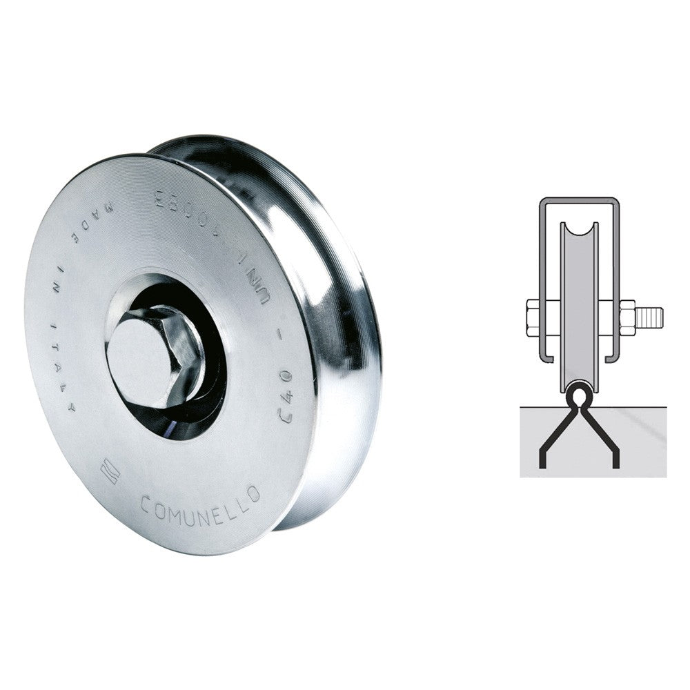 RUOTA PER CANCELLI GOLA A 'U' ø 100 1 cuscinetto 310 (100S) h.gola 9,5 mm