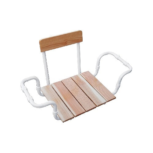 SEDILE PER VASCA REGOLABILE LARICE CON SCHIENALE TELAIO BIANCO Misura: Larice - Bianco