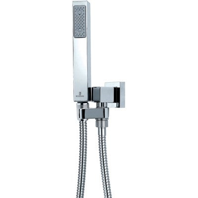 SET "CUBE" IN OTTONE DOCCIA+SUPPORTO INCASSO GIREVOLE+FLESSIBILE Misura: Cromo