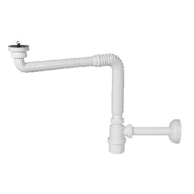 SIFONE IN PP CREA SPAZIO A BOTTIGLIA PER LAVABO SENZA PILETTA Misura: 1"1/4 - Uscita D. 32 mm