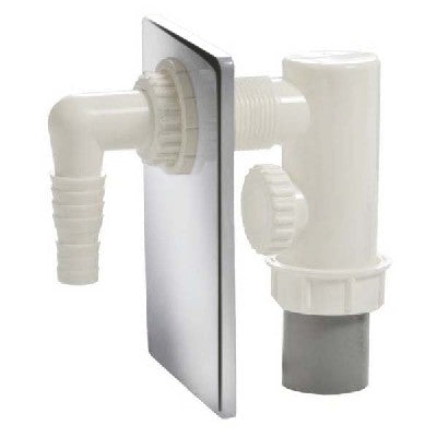 SIFONE INCASSO LAVATRICE IN PP CON PIASTRA ACC. INOX Misura: D. 40