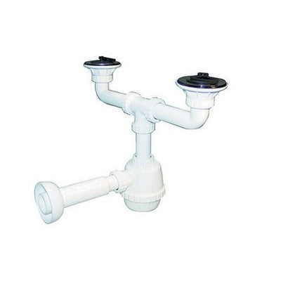 SIFONE PVC 2 VIE C / PILETTA PER PORCELLANA CON CANOTTO Misura: 1"1/4