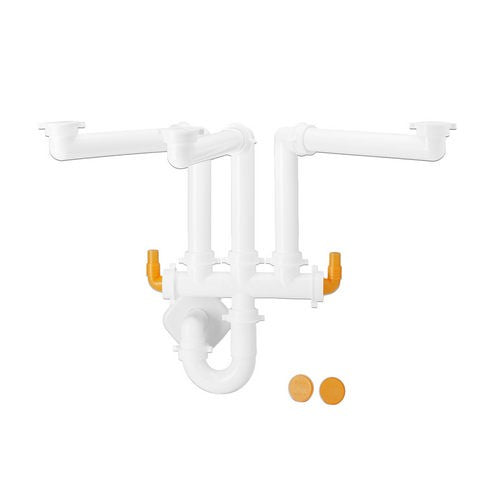 SIFONE SALVASPAZIO PER LAVELLI A 3 VASCHE Misura: 1"1/2 D. 40 mm Bianco