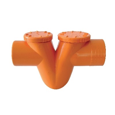 SIFONI ORIZZONTALI 2 TAPPI IN PVC ARANCIO A " V " Misura: Diam. 125
