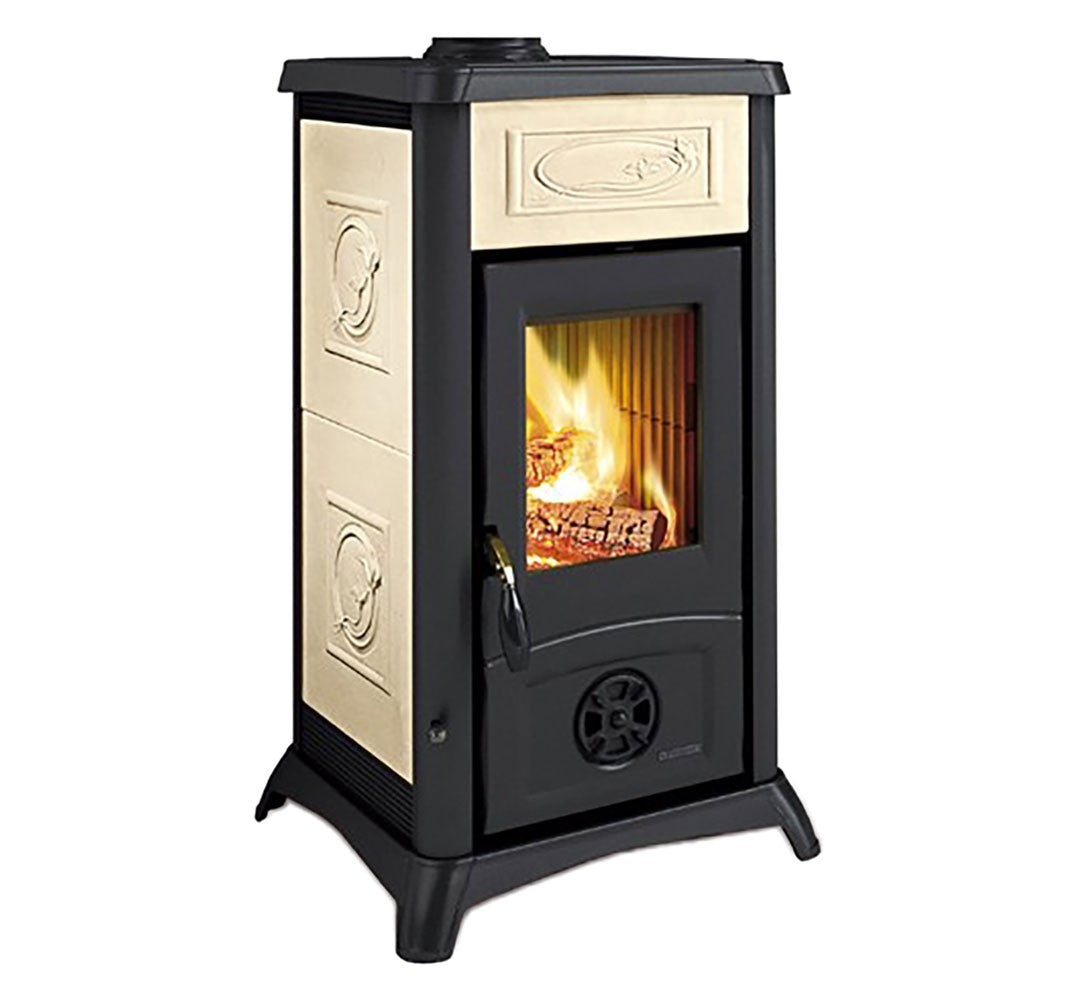 STUFA A LEGNA 'GEMMA 5.0 CERAMICA' 7 kW - colore liberty panna