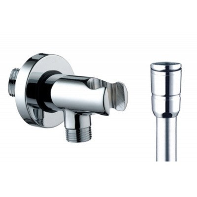 SUPPORTO DOCCIA CON ARRESTO ACQUA + FLESSIBILE OTTONE Misura: Cromo