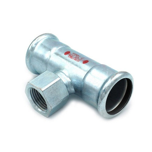 T CON DERIVAZIONE FILETTO F A PRESSARE IN ACCIAIO CARBONIO STEEL PRES Misura: 3/4 x 42 x 42