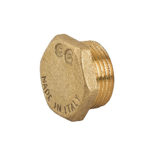 TAPPO MASCHIO CON ESAGONO IN OTTONE GIALLO Misura: 2"