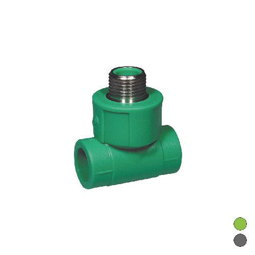 TEE FILETTATO MASCHIO IN POLIPROPILENE Misura: 1/2 x Diam. 20 Grigio