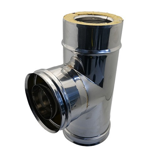 TEE IN ACCIAIO INOX 316L A 90° DOPPIA PARETE Misura: D. Int. 200 - D. Est. 250