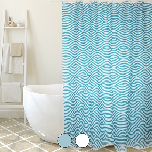 TENDA PER DOCCIA IN TESSUTO POLIESTERE WAVE Misura: cm 180x200 Turchese