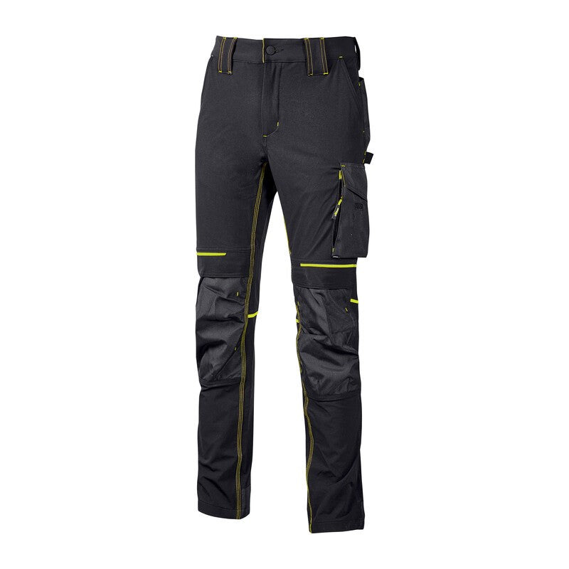 U-POWER PANTALONE ATOM SLIM FIT NERO-GIALLO TG.L