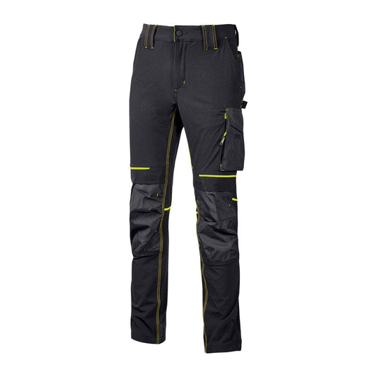 U-POWER PANTALONE ATOM SLIM FIT NERO-GIALLO TG.L