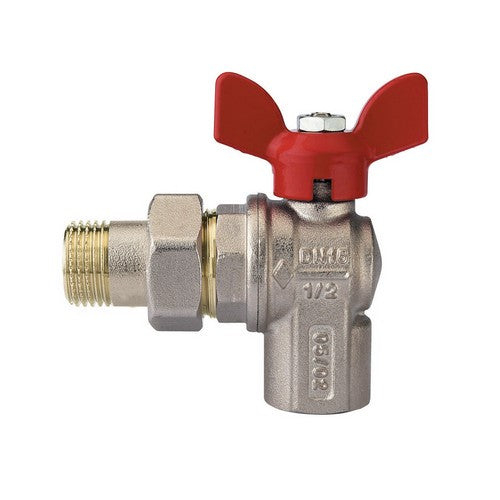 VALVOLA A SFERA A SQUADRA PER COLLETTORI CON FARFALLA ALLUMINIO ROSSA Misura: 1/2" DN 15