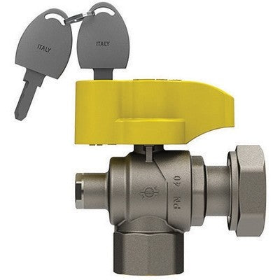 VALVOLA A SFERA GAS A SQUADRA CON FARFALLA E SERRATURA FEM. -DADO G. Misura: 3/4" x 1" DN 20