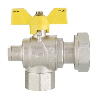 VALVOLA A SFERA GAS A SQUADRA FUTURGAS FEMMINA-DADO GIREVOLE Misura: 1" x 1"1/4 DN 25